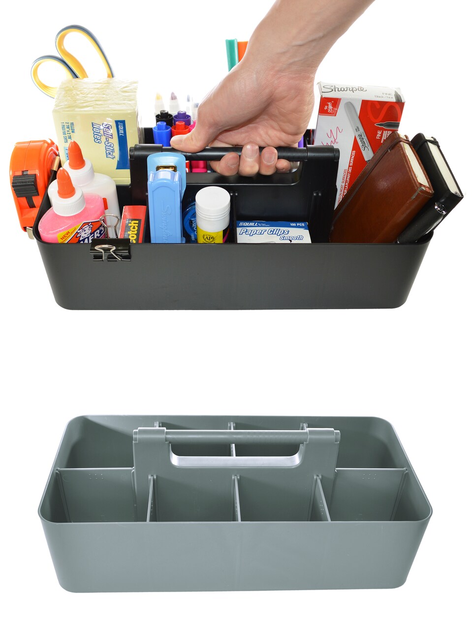 Enjoy Organizer | 2 Pack Portable Storage Caddy Compartment With Handle Plastic Art, Desk, Classroom & Makeup Storage Bin – Made in USA
